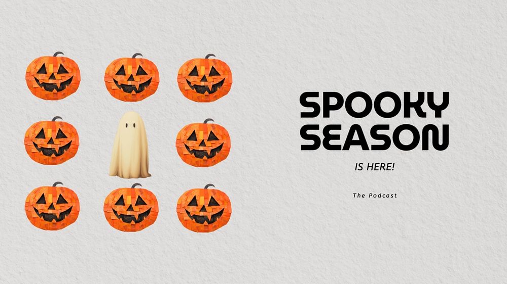 Spooky season podcast blog banner template, editable text