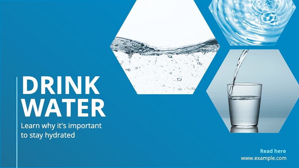 Drink water  blog banner template, editable text