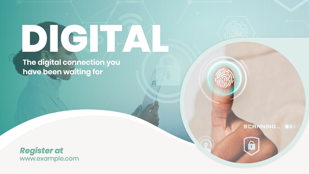 Digital connection  blog banner template, editable text