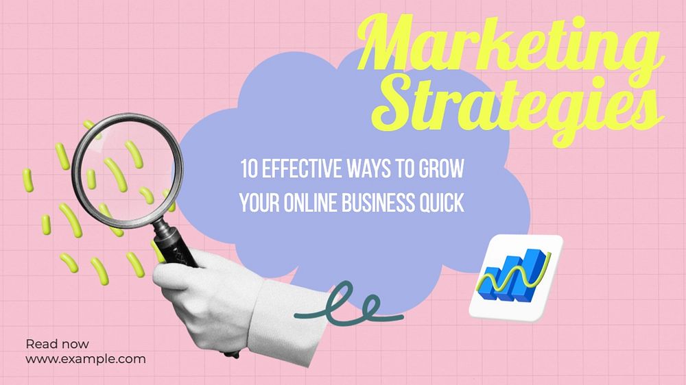 Marketing strategy blog banner template, editable text