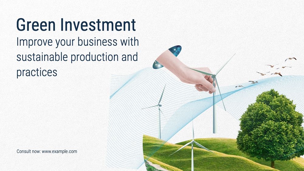 Green investment blog banner template, editable text