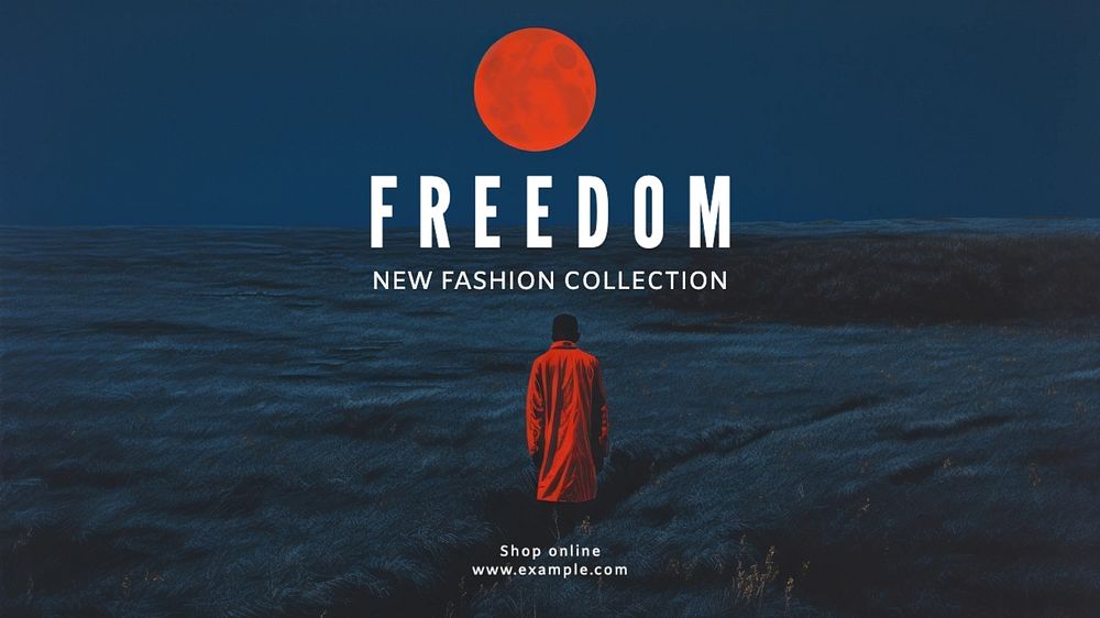 Freedom fashion blog banner template, editable text