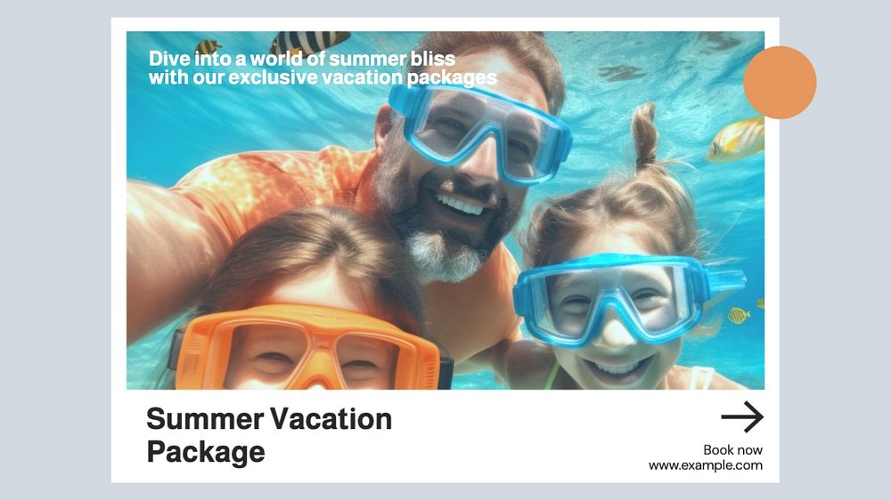 Vacation package  blog banner template, editable text