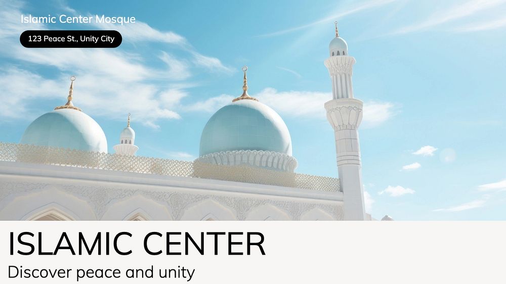 Islamic center blog banner template, editable text