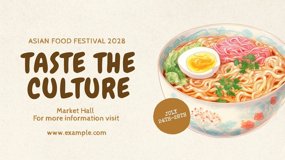 Food festival blog banner template, editable text