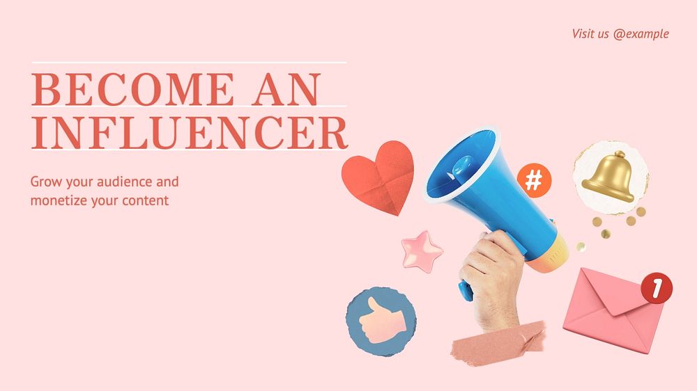 Influencer blog banner template, editable text