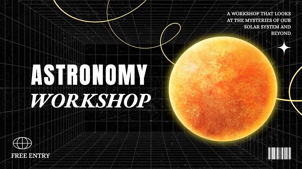 Astronomy workshop blog banner template, editable text