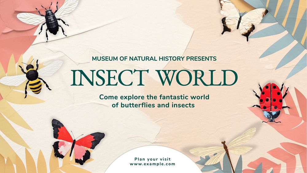 Insect world blog banner template, editable text