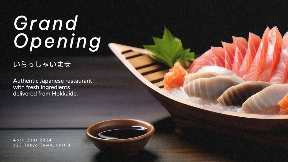 Restaurant grand opening blog banner template, editable text