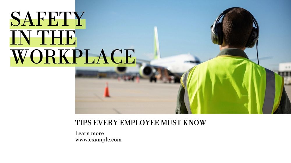 Safety in the workplace blog banner template, editable text