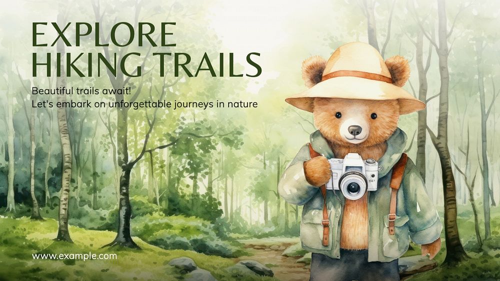 Hiking trails blog banner template, editable text