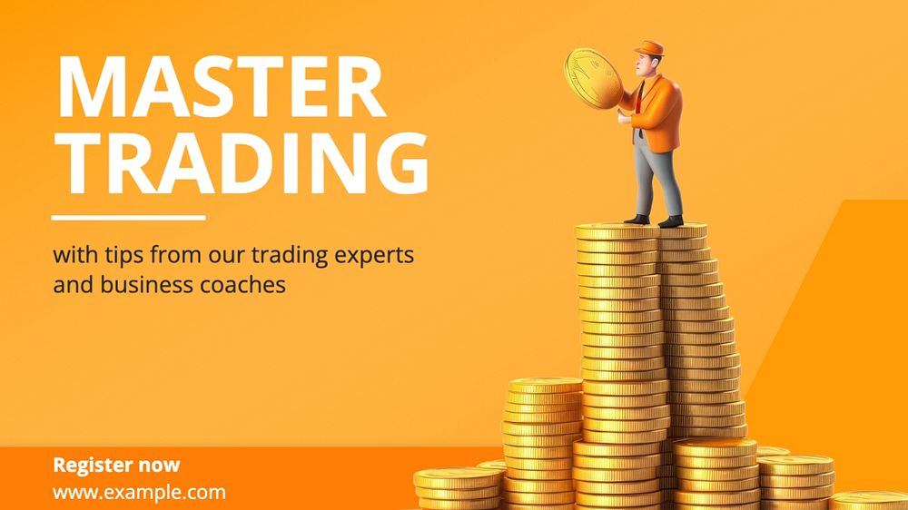 Master trading blog banner template, editable text