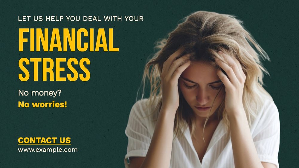 Financial stress blog banner template, editable text