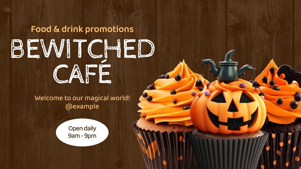 Bewitched cafe blog banner template, editable text