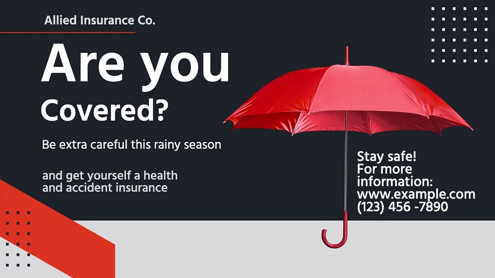 Rainy season insurance blog banner template, editable text