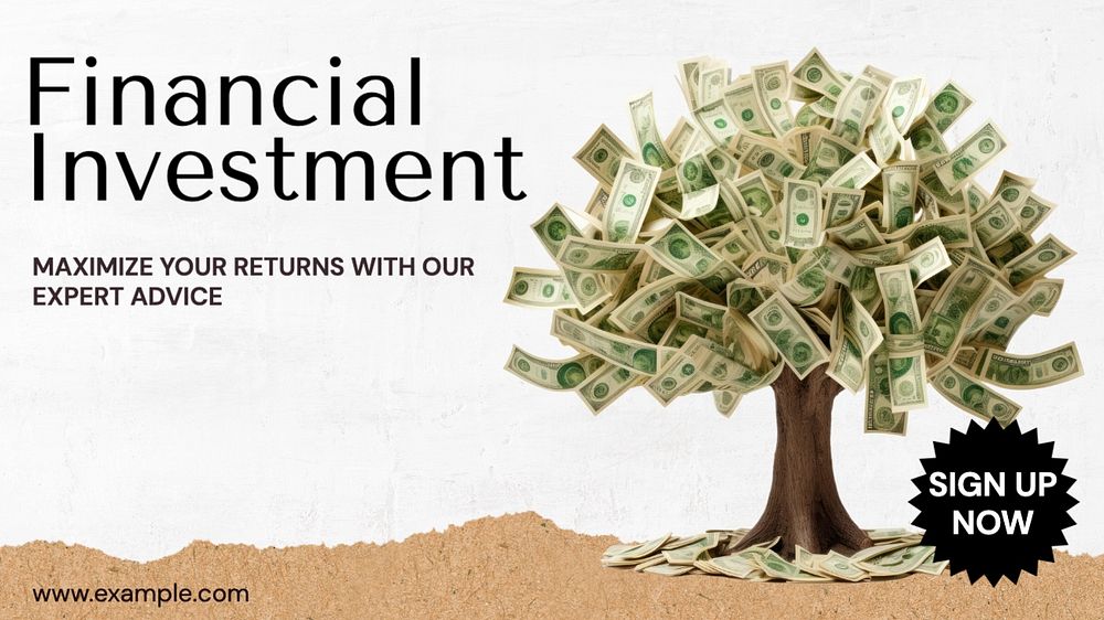 Financial investment blog banner template, editable text