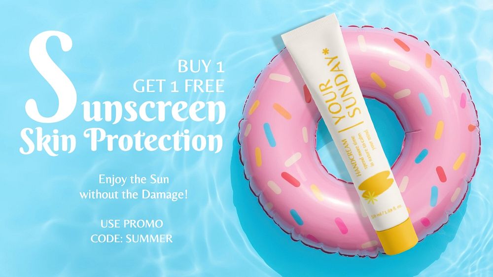 Sunscreen advertisement blog banner template, editable text