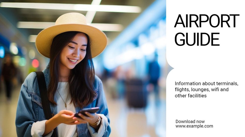 Airport guide blog banner template, editable text