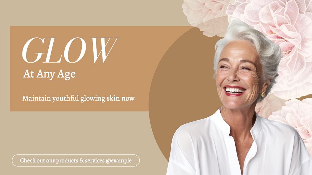 Aging skin treatment blog banner template, editable text