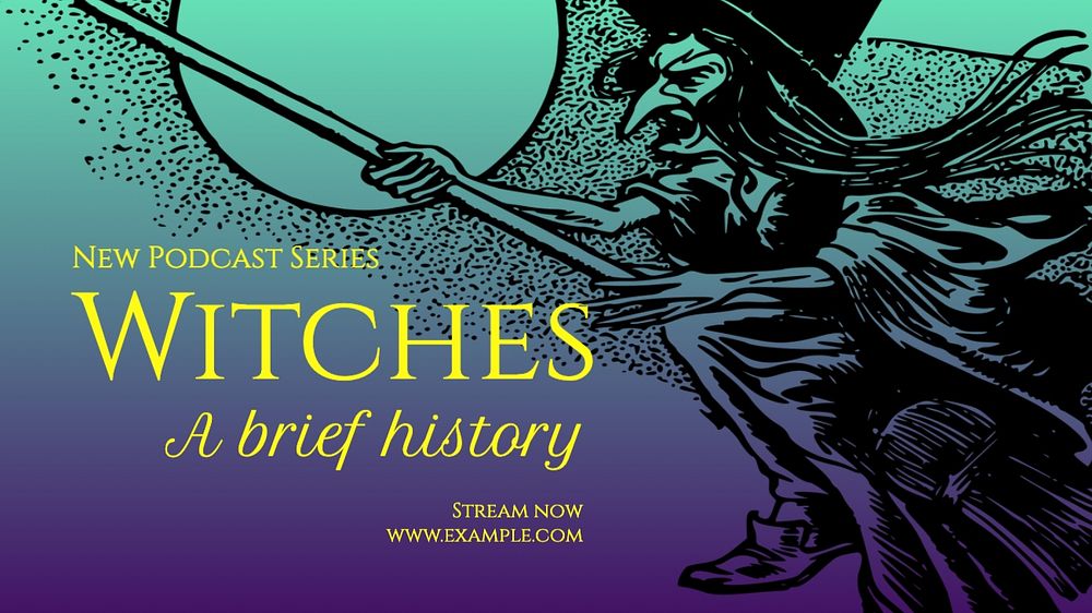 Witches blog banner template, editable text