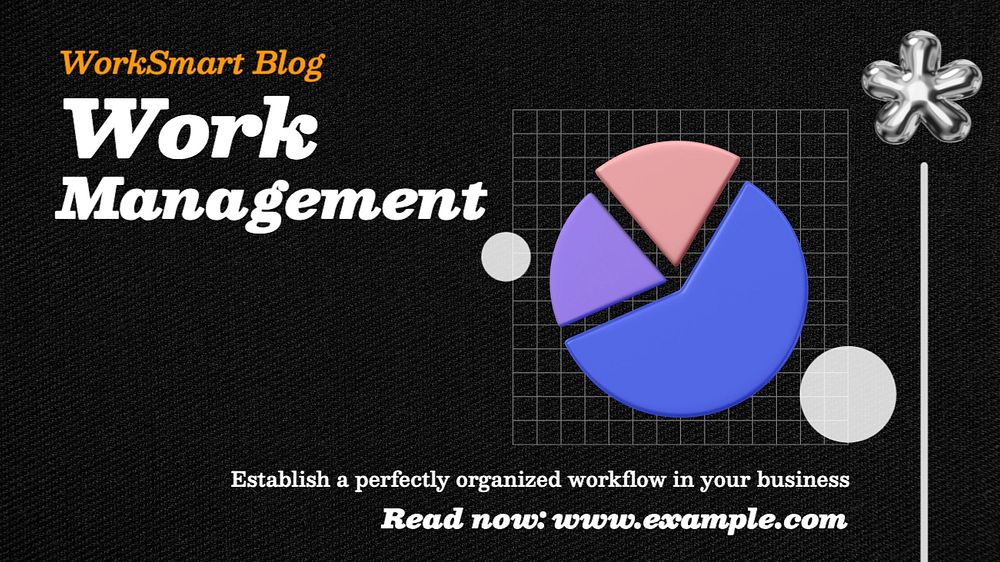 Work management blog banner template, editable text