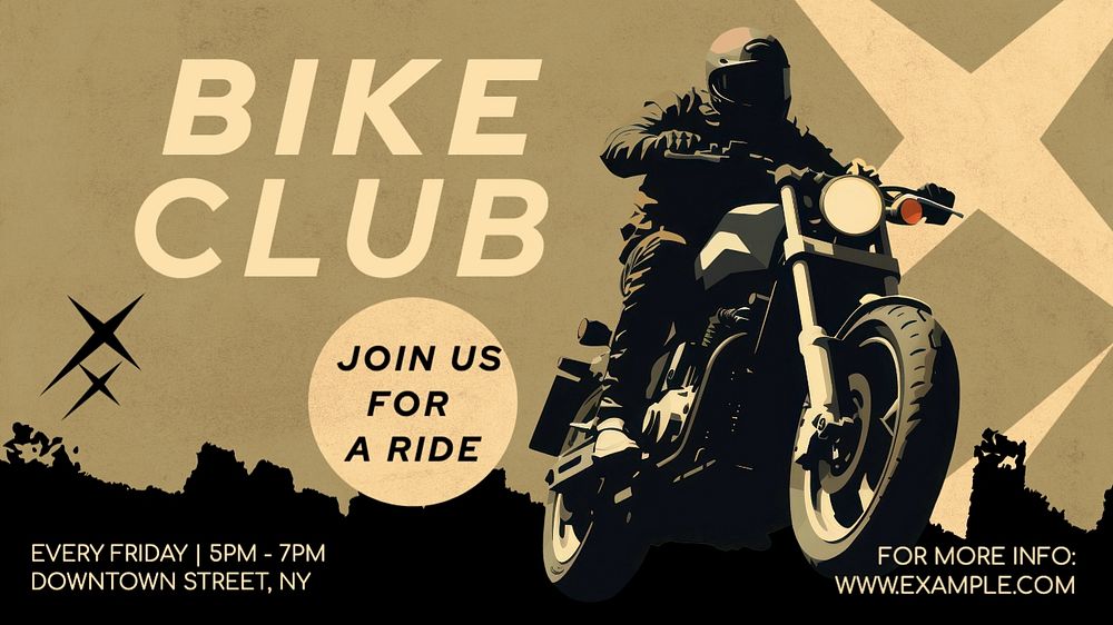 Bike club ads blog banner template, editable text