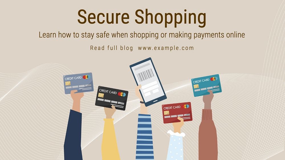 Secure shopping blog banner template, editable text