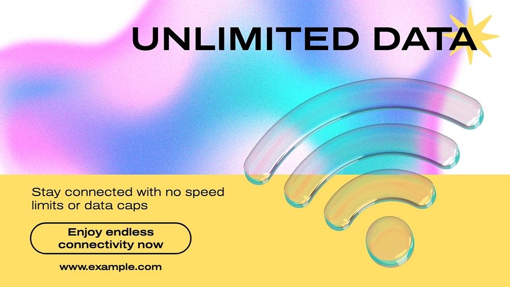 Unlimited internet data blog banner template, editable text