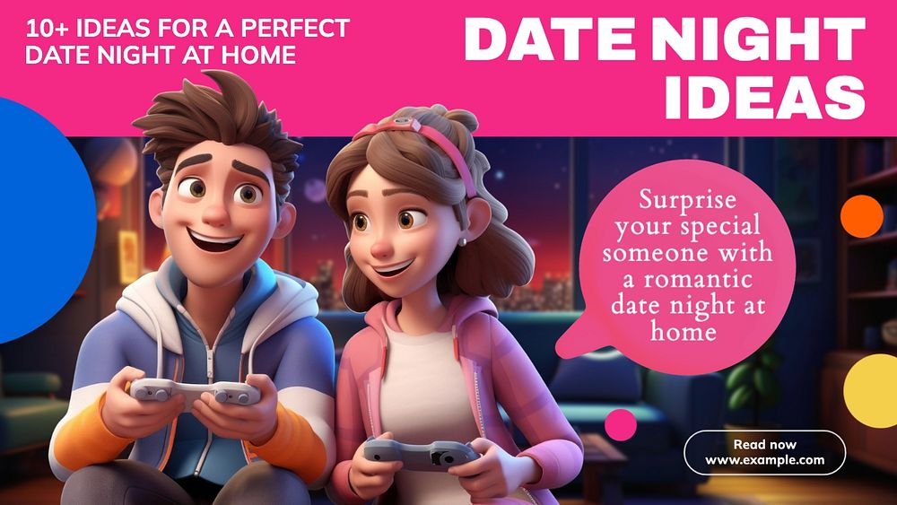 Date night ideas blog banner template, editable text