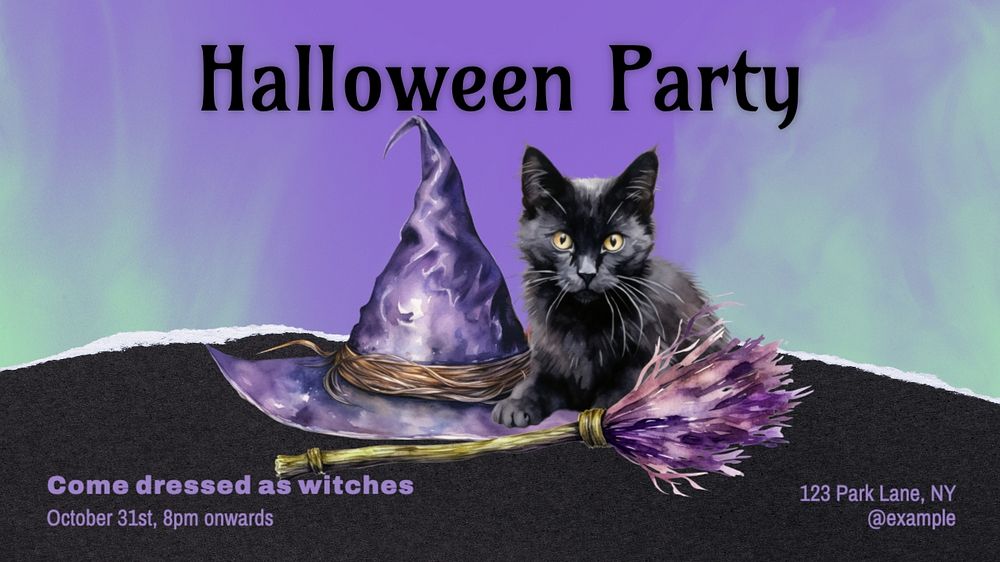 Halloween party witches blog banner template, editable text