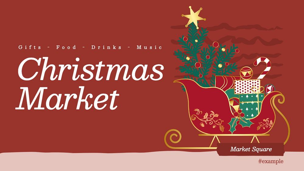 Christmas market blog banner template, editable text