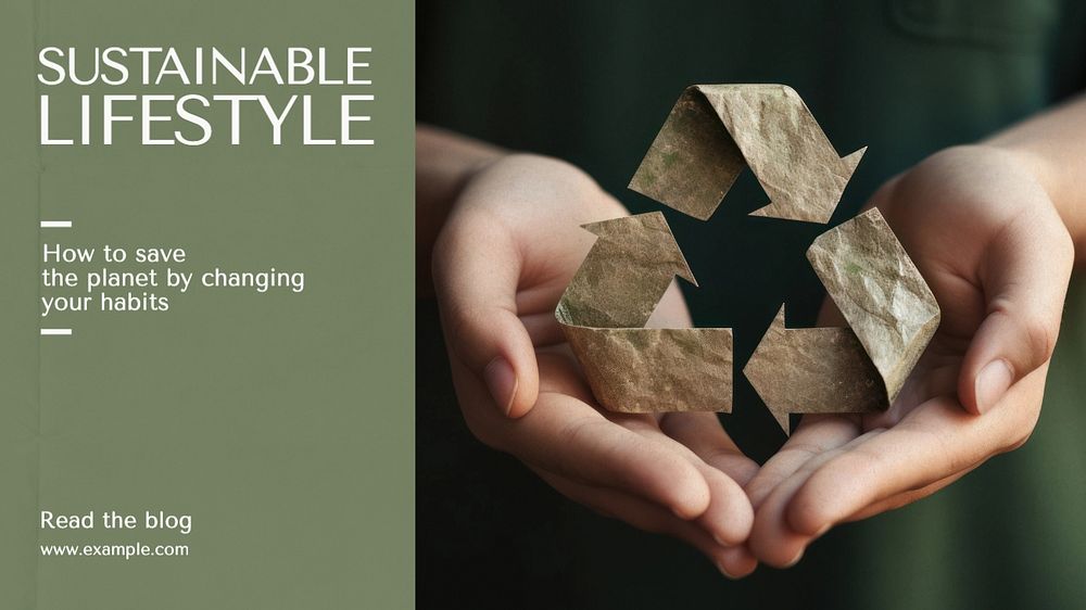 Sustainable lifestyle blog banner template, editable text