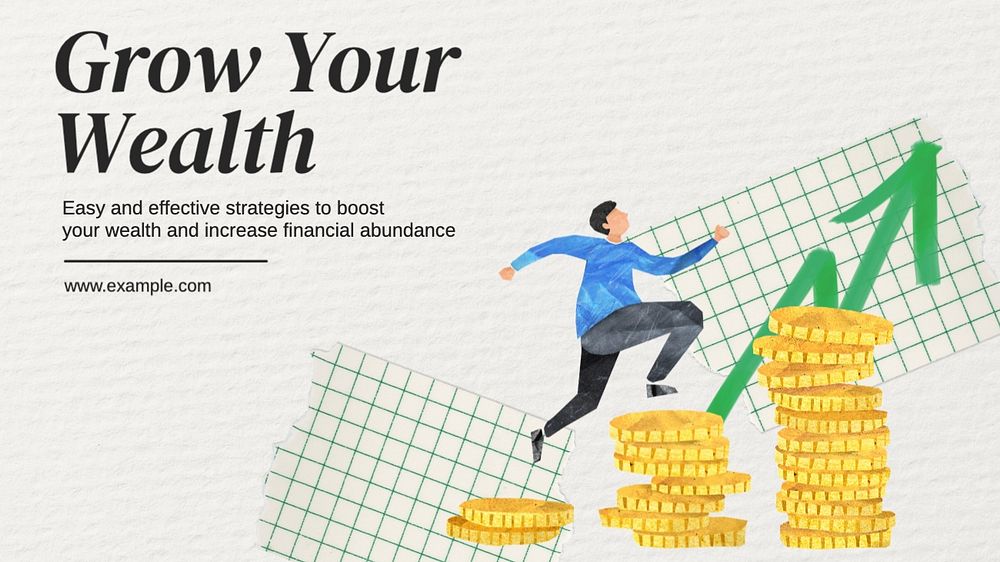 Grow your wealth blog banner template, editable text