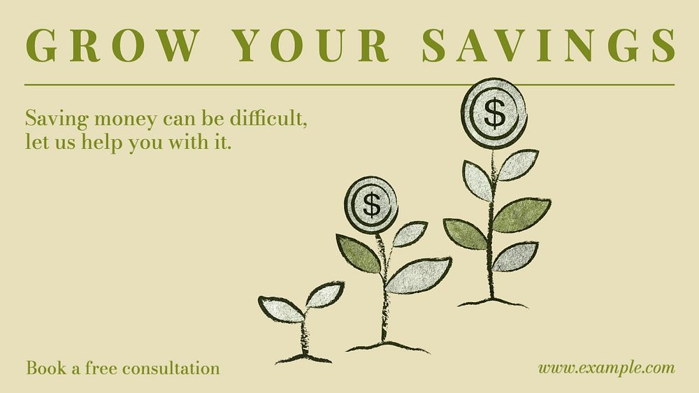 Grow your savings blog banner template, editable text