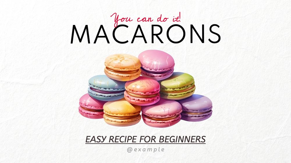 Macarons recipe blog banner template, editable text