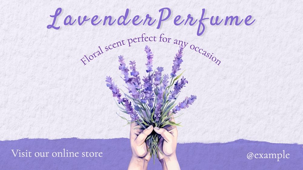 Lavender perfume blog banner template, editable text