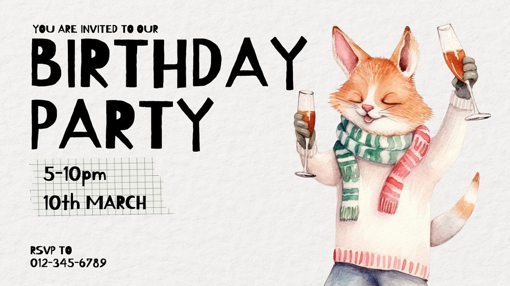 Birthday party blog banner template, editable text