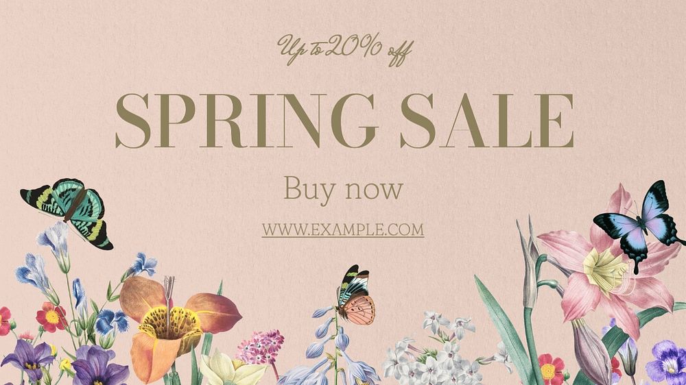 Spring sale blog banner template, editable text