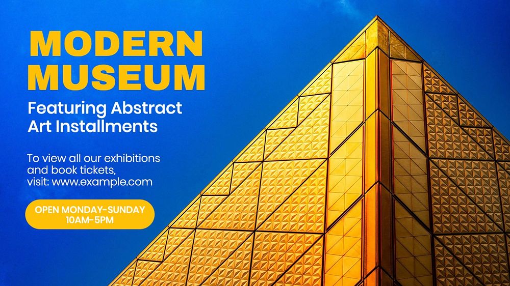 Modern museum blog banner template, editable text