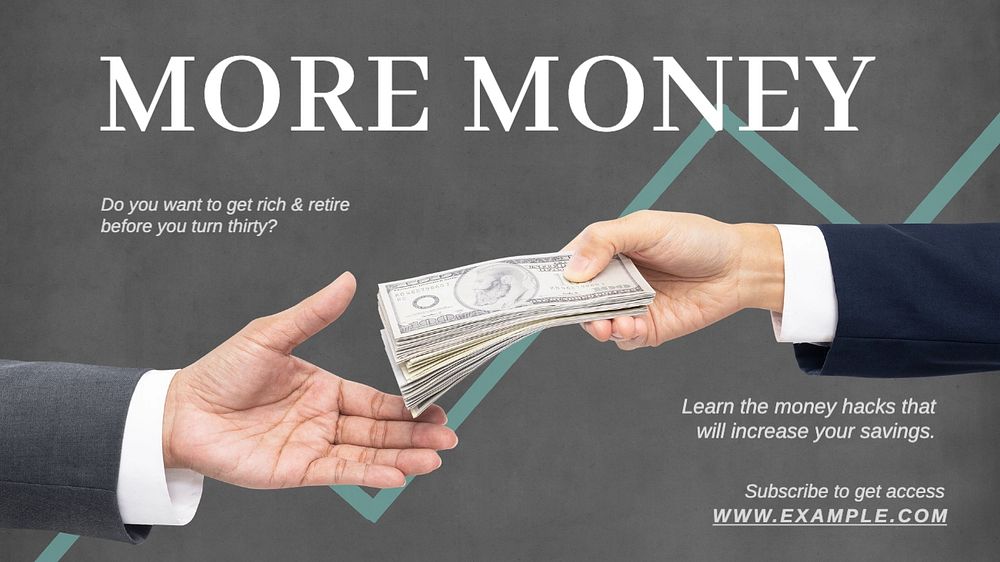 More money blog banner template, editable text