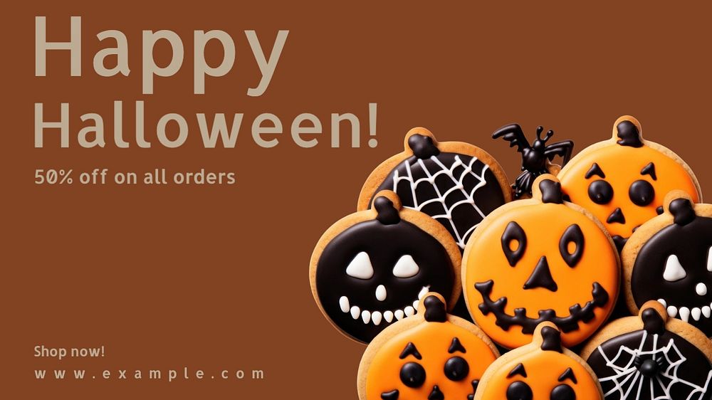 Halloween sale blog banner template, editable text