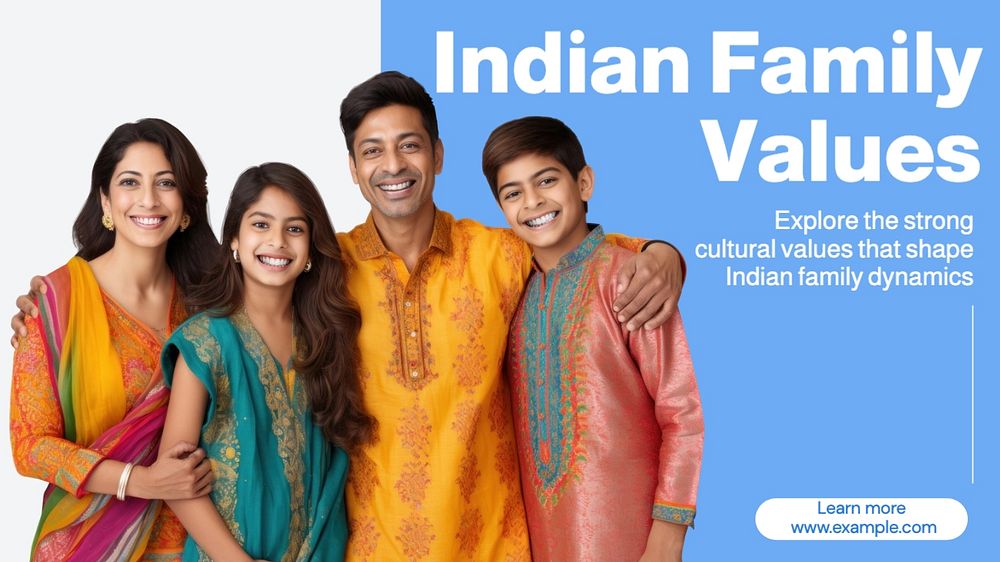 Indian family values blog banner template, editable text