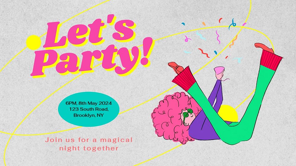 Let's party blog banner template, editable text