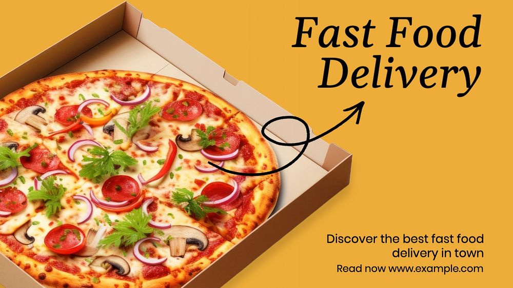 Fast food delivery blog banner template, editable text