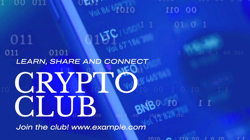 Crypto Club blog banner template, editable text