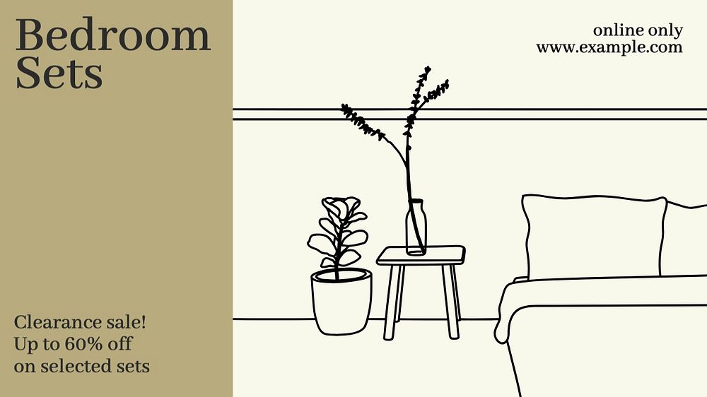 Bedroom sale blog banner template, editable text