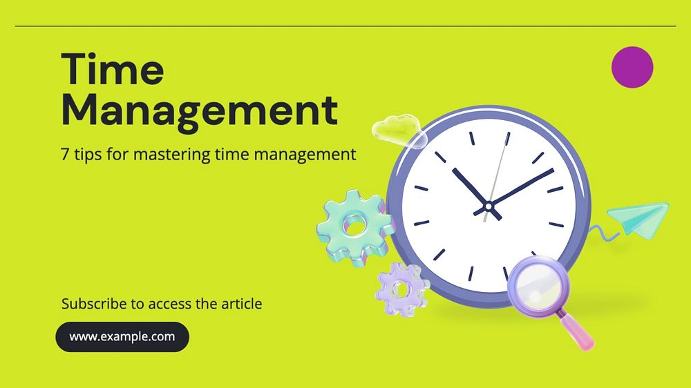 Time management blog banner template, editable text