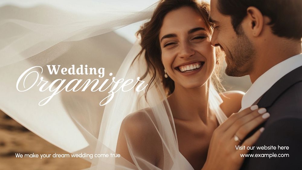 Wedding organizer blog banner template, editable text