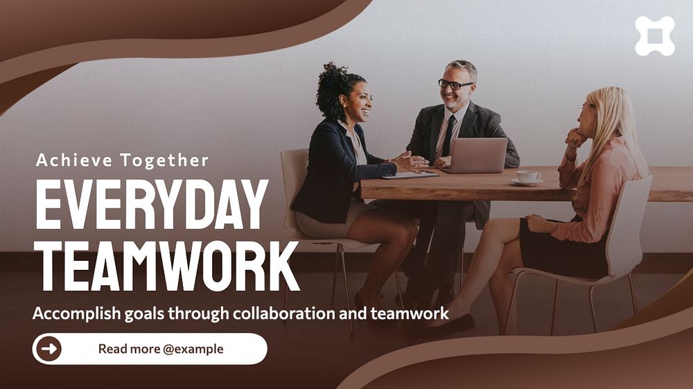 Teamwork blog banner template, editable text