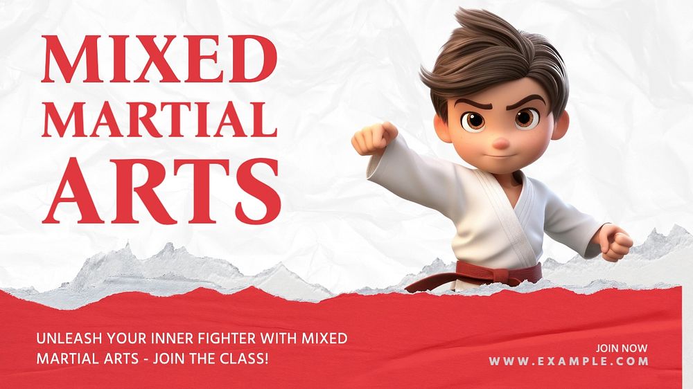 Mixed martial arts blog banner template, editable text